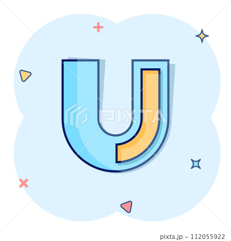 Magnet icon in comic style. Attract cartoon vector illustration on white isolated background. Electromagnetic splash effect business concept. Magnet icon in comic style. Attract cartoon vector illustration on white isolated background. Electromagnetic splash effect business concept. 112055922