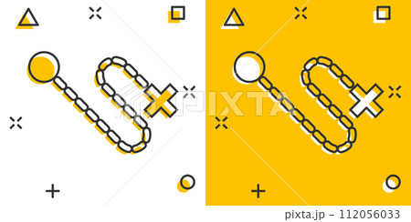 Map pin icon in comic style. gps navigation cartoon vector illustration on white isolated background. Locate position splash effect business concept. 112056033