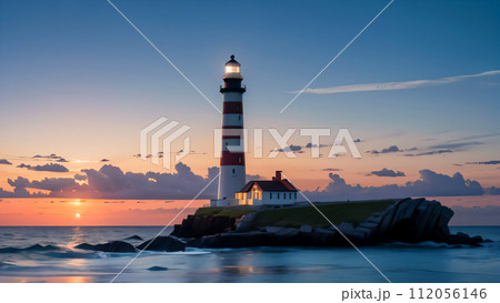 lighthouse at sunrise 112056146