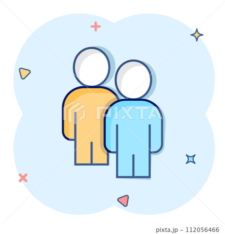 People communication icon in comic style. People cartoon vector illustration on white background. Partnership splash effect business concept. 112056466