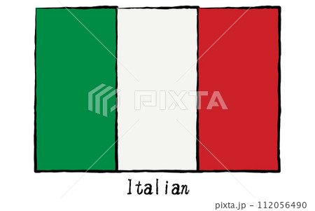 アナログ手描き風 世界の国旗、イタリア アナログ手描き風 世界の国旗、イタリア 112056490