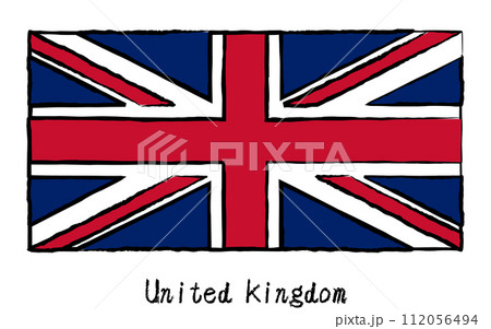 アナログ手描き風　世界の国旗、英国 112056494