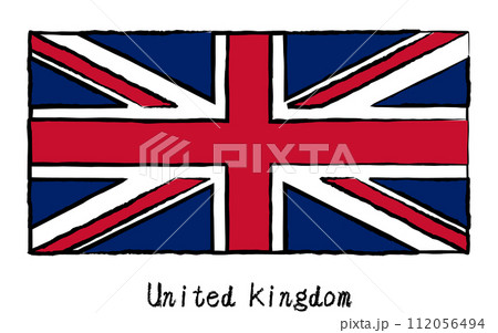 アナログ手描き風 世界の国旗、英国 アナログ手描き風 世界の国旗、英国 112056494
