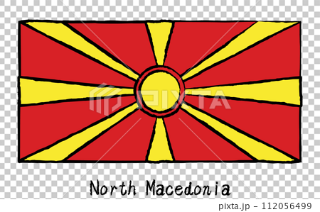 アナログ手描き風　世界の国旗、北マケドニア 112056499
