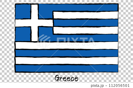 アナログ手描き風　世界の国旗、ギリシャ 112056501