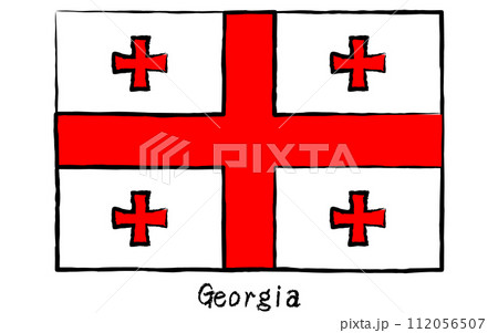アナログ手描き風　世界の国旗、ジョージア 112056507
