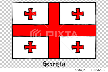 アナログ手描き風　世界の国旗、ジョージア 112056507
