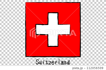アナログ手描き風　世界の国旗、スイス 112056509