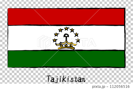 アナログ手描き風　世界の国旗、タジキスタン 112056516