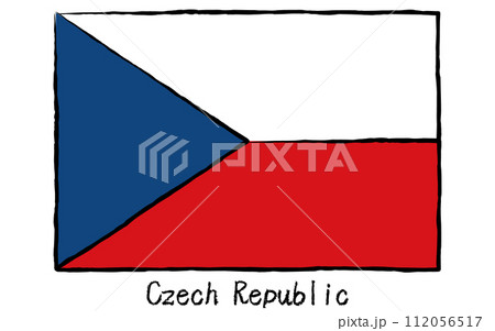アナログ手描き風　世界の国旗、チェコ 112056517