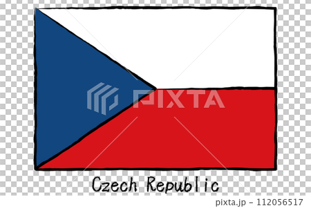 アナログ手描き風　世界の国旗、チェコ 112056517