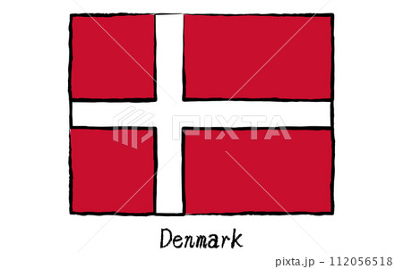アナログ手描き風　世界の国旗、デンマーク 112056518