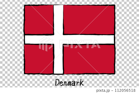 アナログ手描き風　世界の国旗、デンマーク 112056518