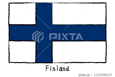 アナログ手描き風　世界の国旗、フィンランド 112056527