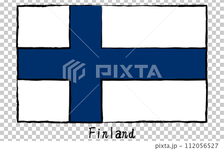 アナログ手描き風　世界の国旗、フィンランド 112056527
