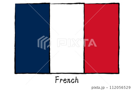 アナログ手描き風　世界の国旗、フランス 112056529