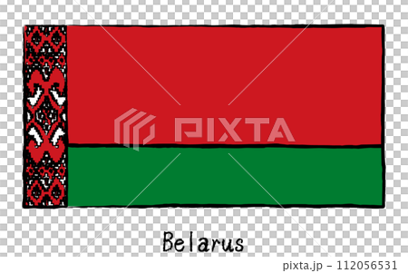 アナログ手描き風　世界の国旗、ベラルーシ 112056531