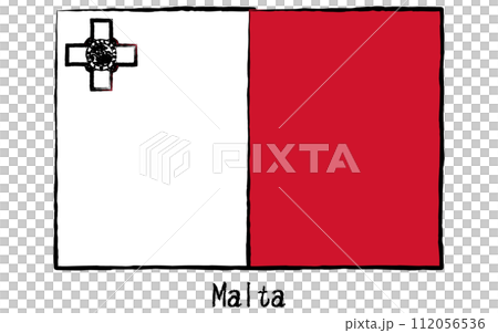 アナログ手描き風　世界の国旗、マルタ 112056536