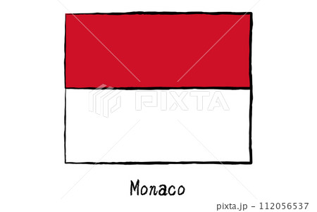 アナログ手描き風 世界の国旗、モナコ アナログ手描き風 世界の国旗、モナコ 112056537