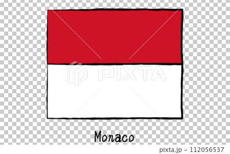 アナログ手描き風 世界の国旗、モナコ アナログ手描き風 世界の国旗、モナコ 112056537