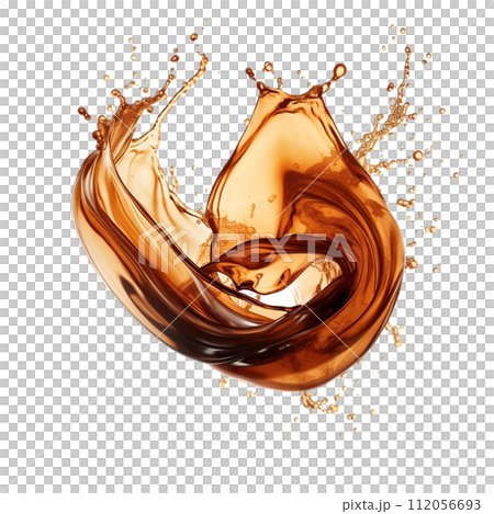 Refreshing cold brew coffee splash isolated on a transparent background 112056693