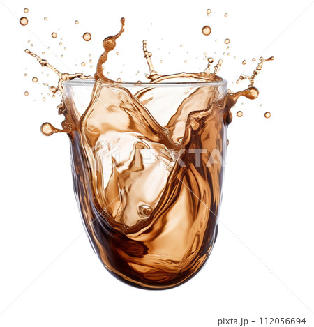 Refreshing cold brew coffee splash isolated on a transparent background 112056694