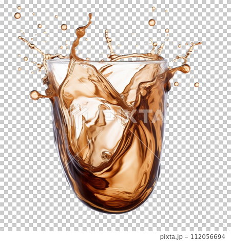 Refreshing cold brew coffee splash isolated on a transparent background 112056694
