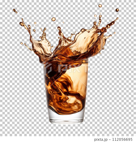 Refreshing cold brew coffee splash isolated on a transparent background 112056695