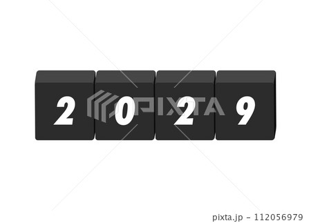 2029の文字と黒いブロック - シンプルでおしゃれな西暦2029年のイメージ素材 112056979