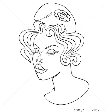French woman style Marianne face portrait vector illustration 112057096