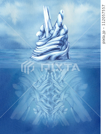 Watercolor blue iceberg with transparency texture for template, clipart for winter holidays, New Year, Earth Day, Marine and Ocean life, for scrapbook, stickers, cards, borders, frames Watercolor blue iceberg with transparency texture for template, clipart for winter holidays, New Year, Earth Day, Marine and Ocean life, for scrapbook, stickers, cards, borders, frames 112057557