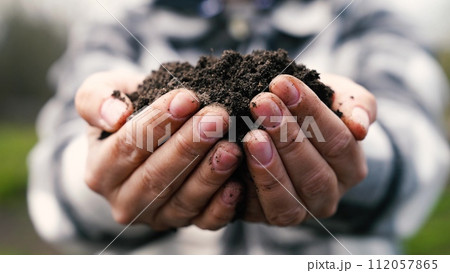 agriculture, farmer hand holding land, soil, gardening, compost soil, environmental texture, crop ecology concept, natural fertilizers compost, soil quality tests before planting, agriculture concept agriculture, farmer hand holding land, soil, gardening, compost soil, environmental texture, crop ecology concept, natural fertilizers compost, soil quality tests before planting, agriculture concept 112057865