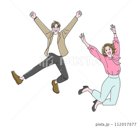 ジャンプする元気な社会人 112057877