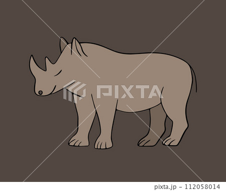 Vector isolated illustration of a rhinoceros with outline. Vector isolated illustration of a rhinoceros with outline. 112058014