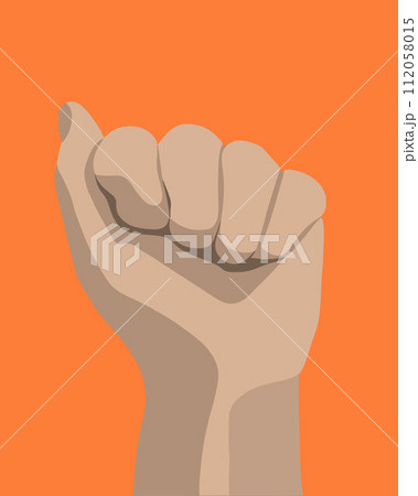 Vector isolated illustration of human fist. A call to protest. The struggle for human rights. 112058015