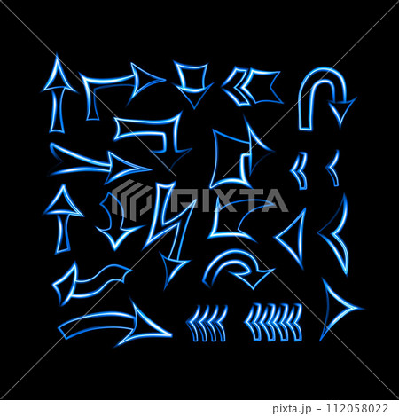 Set of pointer arrows with neon effect. 112058022