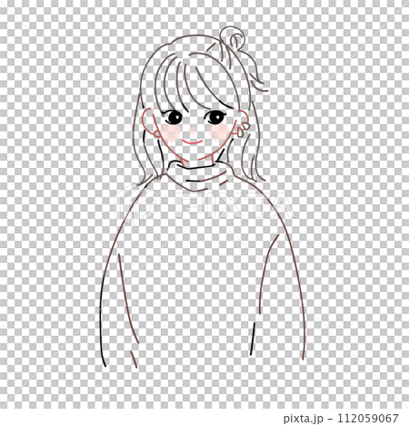 女孩插畫線條只透明 112059067