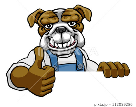 Bulldog Mascot Decorator Gardener Handyman Worker Bulldog Mascot Decorator Gardener Handyman Worker 112059286