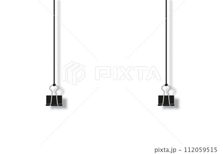 paper sheet with shadow in A4 format and black paper clip 112059515