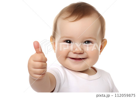 AI-generated content. Happy Baby Showing Thumbs Up Gesture 112059875