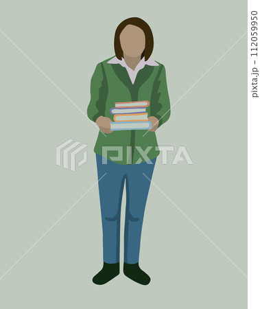 Vector isolated illustration of a girl holding books. 112059950