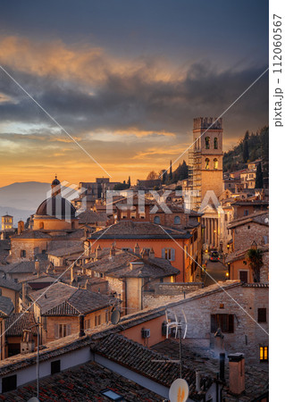Assisi, Italy rooftop hilltop Old Town Skyline 112060567