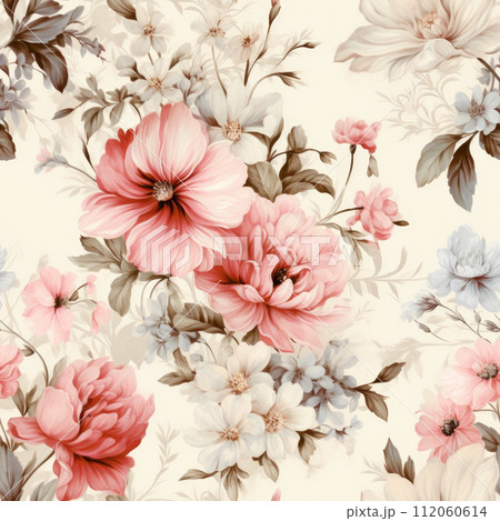 Seamless pattern, shabby chic old fashioned background 112060614