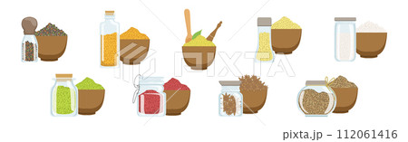 Different Spice and Condiment Pile for Cooking Vector Set 112061416