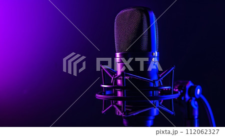 Professional Studio Microphone with Neon Lighting Professional Studio Microphone with Neon Lighting 112062327
