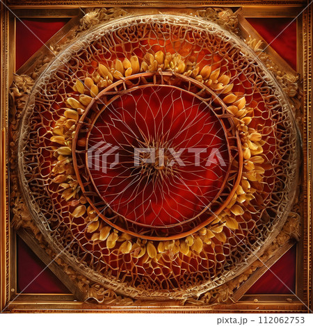 AI-generated content. An ornate artwork featuring the Flower of Life. 112062753