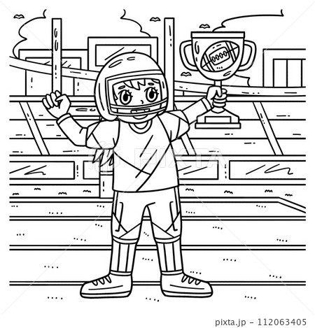 American Football Female Player Trophy Coloring 112063405