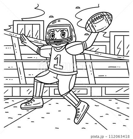American Football Player Ready to Pass Coloring  112063418