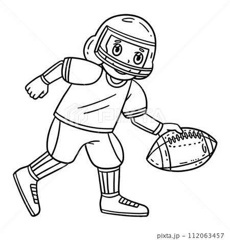 American Player Holding Football Isolated Coloring 112063457