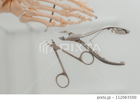 pedicure tools near the model skeleton foot 112063500